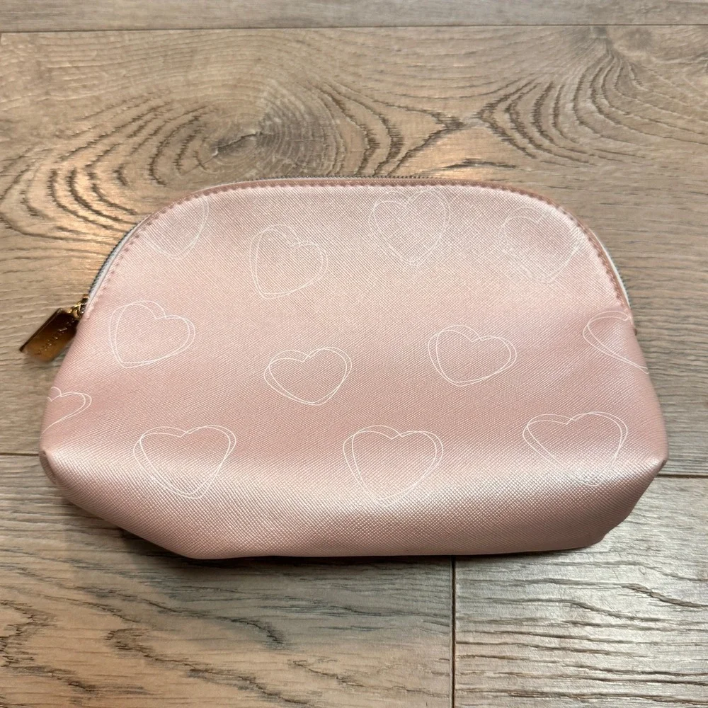 Pandora Cosmetic‎ Bag Makeup Pouch Light Pink Heart Print Travel Accessory